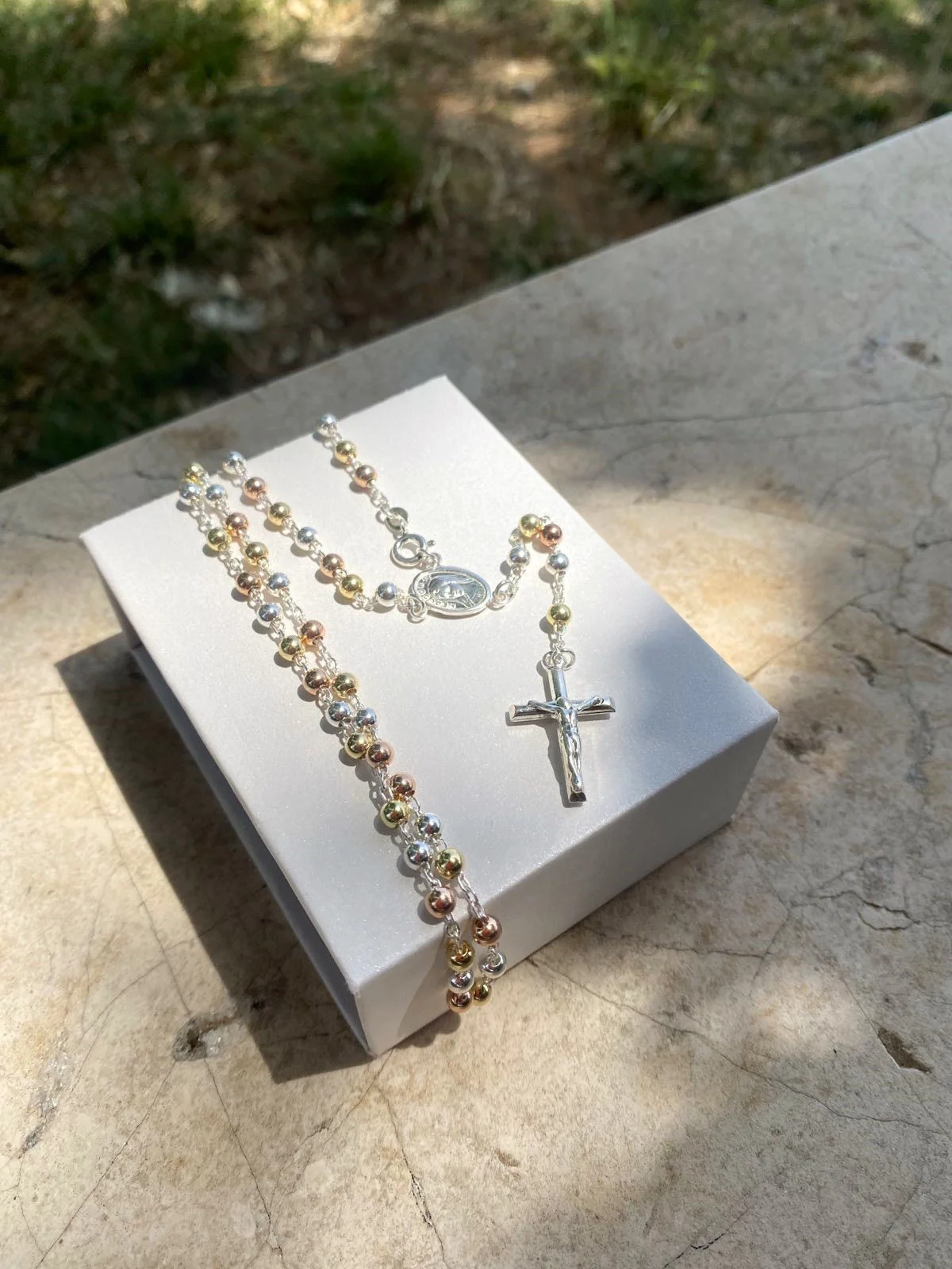Srebrna krunica, duga, višebojna - Međugorje 925/rosary4